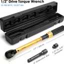 YIYEIE 1/2-Inch Drive Torque Wrench, 10-160 FT.LB (10-227 Nm), 72-Tooth Professional Click Torque Wrench Set with 3/8 Adapter & Extension Bar, Lug Nut Torque Wrench for Car Tire & Wheel