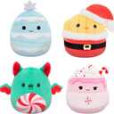 Squishmallows Original 5-Inch Holiday 4-Pack  Ethel Hot Chocolate, Floyd French Fries, Keiko Blue Christmas Tree, Ricardo Peppermint Bat  Official Jazwares Plush (Little)