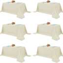 Fitable Elegant Rectangle Table Clothes, 6 Pack - 90 x 132 Inch, Ivory - Reusable and Washable Tablecloths, Polyester Fabric Table Covers for Wedding, Party, Banquet, Formal Events