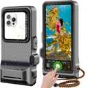 2025 Upgrade Waterproof Phone Case, Diving Snorkeling Swimming Scuba Underwater Touch Screen Photo Video Housing Cover for 16/15/14/13/12/11 Pro Max/XS/X Samsung Galaxy S25/S24/S23/S22 (Black Gray)