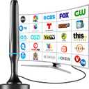 Digital TV Antenna for Smart Tv Indoor Antenna for Tv Without Cable with Strong Magnetic Base,360 Reception Digital HDTV Antenna for Local Channels-Supports 4K 1080p -10FT Long Cables(Blue-Magnetic)
