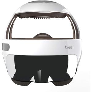 Breo iDream5s Electric Head Massager, 3-in-1 Head &Eye & Neck Massage Helmet with Heat, APP Control, Cordless Design for Relieve Migraine & Stress, Adjustable Size, Removable Goggles, White-Unisex