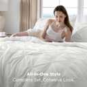 Bedsure Queen Comforter Set White - Bed in a Bag Queen Size Bedding 7 Pieces, GentleSoft Pintuck Bed Set Gift for Family, Pinch Pleat All Season Comforter with Sheets, Pillowcases & Shams