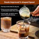 YARRAMATE 2.5 oz/75ML Espresso Shots Cup with Wood Handle (2 Pack), Clear Glass Espresso Measuring Cup, Espresso Shot Glass with Double V-Shaped Spout and Scale, Dishwasher Safe