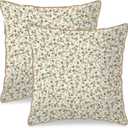 KSLIDS Sage Green Beige Floral Soft Velvet Throw Pillow Covers Set of 2 Vintage Brown Flower Decorative Pillow Covers 16x16 Inch Rustic Pillow Case for Sofa Couch Bedroom Farmhouse Home Decor