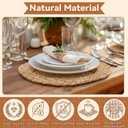 LemonRoad 13 Inch Boho Placemats Set of 6 Large Round Farmhouse Chargers Plate Mats Cattail Weave Woven Table Mats for Dining Plates Rustic Home Kitchen Wedding Party Table Decor