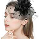 2 x Vintage Fascinators Hats for Women 20s 50s Tea Party Hats with Clip Headwear Wedding Cocktail Feather Mesh Veil Headband