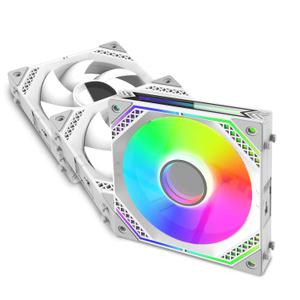 Sirly Modular 120mm RGB Fan,Three-Sided Lighted PC Fans with Hydraulic Bearing,4PIN PWM ARGB Case Fan up to 2000RPM for Computer Cooling White(Pack of 3)