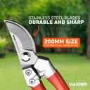 Pruning Shears 8" / 200mm Forged Stainless Steel Blade, Ergonomic Zinc Alloy Handle with PVC Grip Professional Garden Tools for Precise Gardening & Harvesting