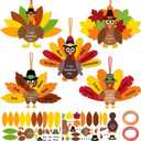 25Set Thanksgiving Crafts for Kids Make A Thankful Turkey Hanging Ornament DIY Fall Turkey Stickers Kit for Kids Thankful Art Project Activity Thanksgiving Party Favor Classroom Home Decoration
