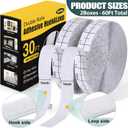 Navona 2 Boxes Heavy Duty Hook and Loop Strips with Adhesive, 60Ft Total x 1 Inch Hook and Loop Tape with Backing for Home, Office, School, and Crafting Projects, White