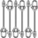SELEWARE Set of 6 Swing Hanger, Swing Bolts M10 x 9.3", Stainless Steel Heavy Duty Swing Hooks for Wood and Steel Beam Yoga Hammock Chair Porch Swing Sets Seat, 1800LB Capacity