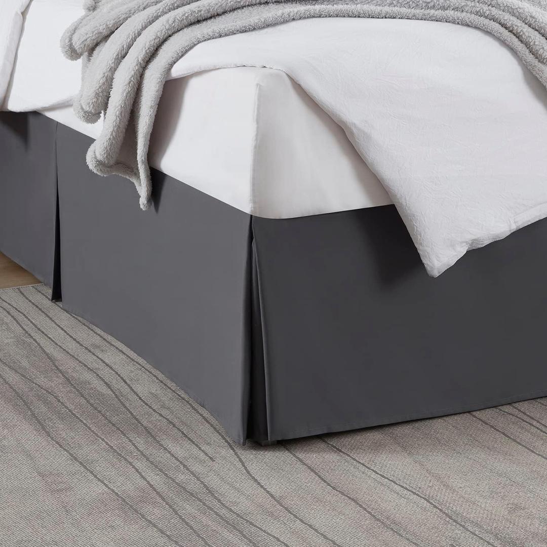 Nestl Pleated Bed Skirt, Easy Fit Bed Skirt, 14 Inch Tailored Drop Bed Skirt, Soft Double Brushed Premium Microfiber Ruffle Bed Skirt, Luxury Bedskirt, Hotel Bed Ruffle, King Bed Skirt Dark Gray