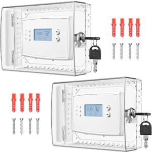 TRJ 2 PCS Thermostat Lock Box with Key, Large Thermostat Cover with Lock for Thermostat on Wall, AC Control Lock Box Cover with Key, Air Conditioner Lockbox Fits Thermostats 5" H x 6.3" W or Smaller