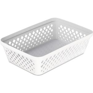 Glad Plastic Storage Basket Set - Multipurpose Drawer Trays, Kitchen Pantry Containers, and Bathroom Bins - 2 Pack Medium Organizers, White