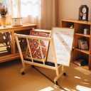 GENMOUS Wood Large Print Rack with Castors - Artist Display and Storage Rack,Natural Wooden Storage & Crafts Drying Racks for Canvas,Artwork,Prints,Panels,Posters,Art Shows & Galleries Display Stands, Wood-1Layer