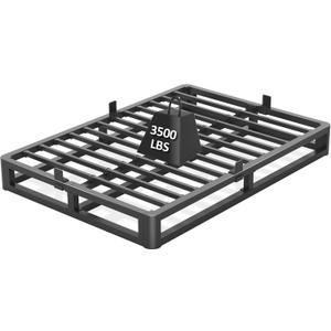 6 Inch Queen Bed Frame with Round Corner Edges, Low Profile Queen Metal Platform Bed Frame with Steel Slat Support, No Box Spring Needed/Easy Assembly/Noise Free Mattress Foundation