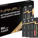 NANFU High Performance 9V Batteries (4 Count), Ultra Power 9 Volt Batteries, Long Lasting for Household Devices
