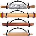 Pack of 4  Rolling Pin Holder Display Rack Storage Organizers Wall Mount Hooks  Home Decor Kitchen Wall Hanging Multi Purpose Bottle Rack - No Rolling Pin