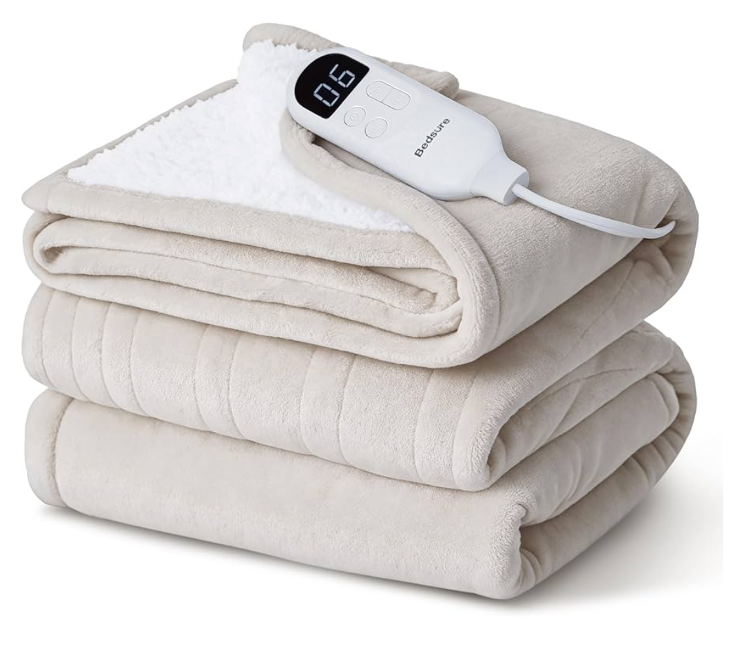 Bedsure Electric Blanket Full Size  Soft Flannel Heated Blanket Full, Fast Heating with 6 Time Settings (Up to 10H) & 6 Heat Settings, Warm Gift for Grandma (72x84 inches, Cream)