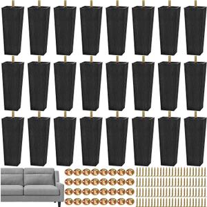 TURSTIN 24 Pieces 8" Plastic Furniture Legs Replacement Couch Legs Square Tapered Sofa Leg Mid-Century Modern Furniture Feet for Armchairs Couch Bed Coffee Table Dresser