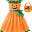 ReliBeauty Girl Halloween Pumpkin Dress (Orange)