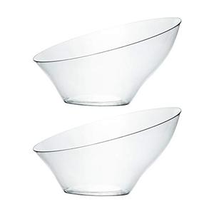 PLASTICPRO Disposable Angled Plastic Bowls Round Medium Serving Bowl, Elegant for Party's, Snack, or Salad Bowl, Clear Pack of 6