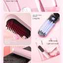 2026 Upgraded Go Brush - Pro for Short Hair - Cordless Straightening Brush with Fast Heat, 3 Temperature Settings, Ionic & Ceramic Care, USB-C Rechargeable for Frizz-Free Styling (Pink)