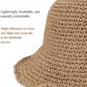 Womens Crochet Straw Sun Hat with Wide Brim Soft Foldable Floppy Beach Hat for Summer (Beige)