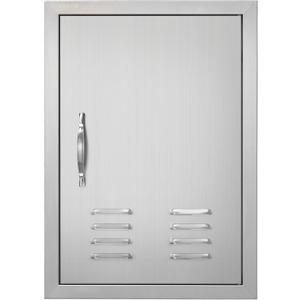 VEVOR BBQ Access Door, 17W x 24H Inch Single Outdoor Kitchen Door, Stainless Steel Flush Mount Door, Wall Vertical Door with Handle, Vents and Hook, for BBQ Island, Grilling Station, Outside Cabinet