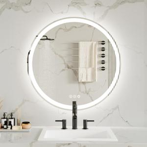 Bathroom Mirror with Lights, 28 Inches Round LED Mirror for Bathroom, Vanity Mirror with Lights, Anti-Fog & 3 Colors, Wall-Mounted Bathroom Mirror (28" L x 28" W)
