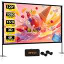 Outdoor-Projector-Screen-with-Stand - 120 inch Portable Projector Screen Indoor Outdoor Projector Screens 16:9 4K HD Lightweight Movie Screen with Carry Bag for Backyard Movie Night