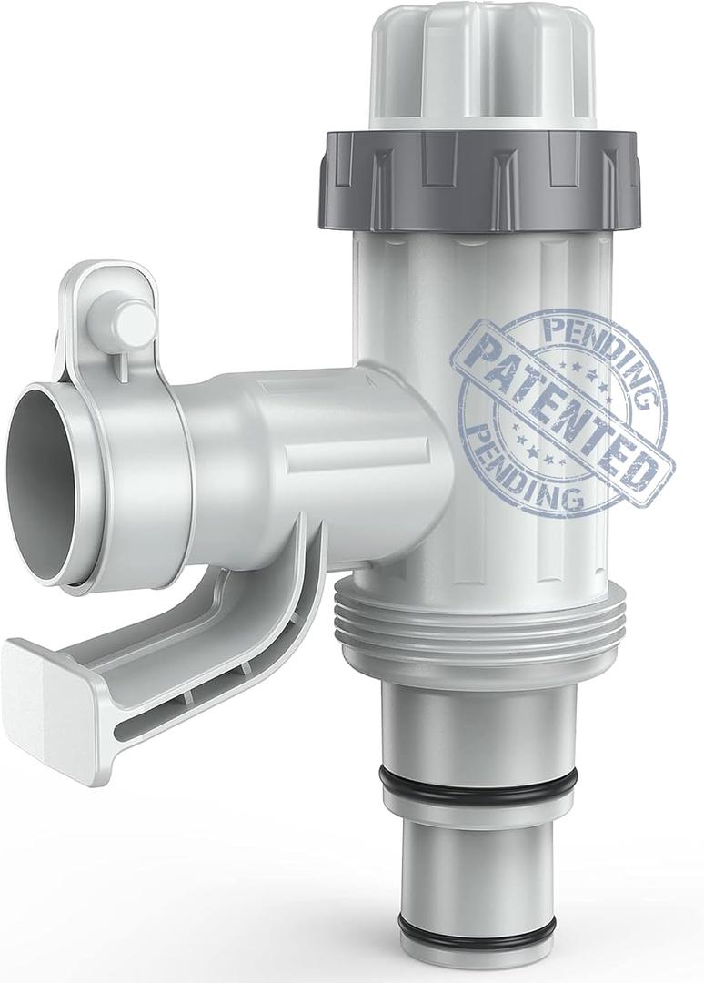 [ Patented ] Pool Plunger Valve Plus for Above Ground Pool, Pool Pipe Holder with Plunger Valve Pool Parts and Accessories, Shut Off Valve, Replacement for Above Ground Pool Fittings (1 Pack - Round Top)