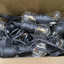 Outdoor String Lights LED 100FT Commercial Grade Heavy Duty Light String Lights with 30 Sockets 32 Shatterproof Plastic Bulbs Include 2 Spare S14 Dimmable Edison Bulbs Patio Market Cafe Light