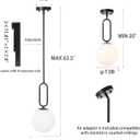 Modern Black Globe Pendant Light Milky White Globe Glass Shade 2 Pack Adjustable Rods Hanging Ceiling Light Fixtures for Kitchen Island Living Room