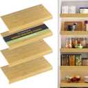 Wire Shelf Covers,34" W x 16" D,4pcs,Natural
Bamboo Wire Rack Covers for Pantry and Closet,Tool-Free,Snap-On,Durable