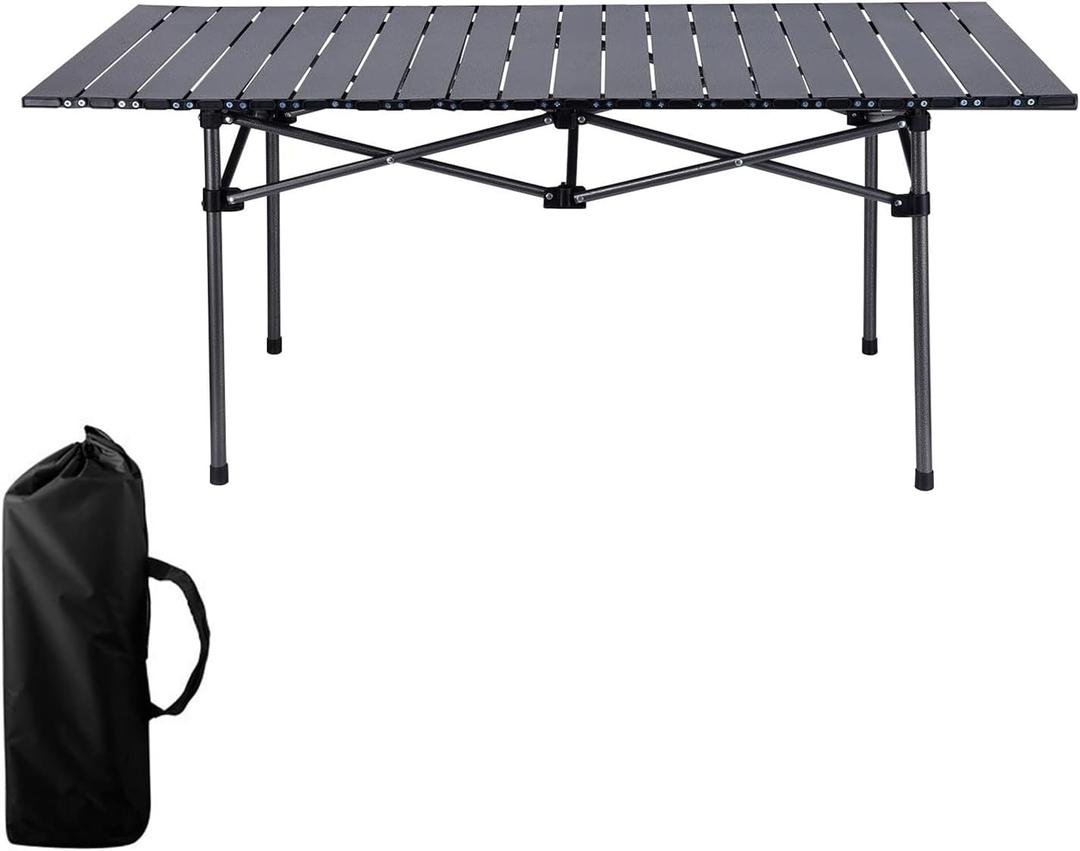 Folding Outdoor Camping Table with Carrying Bag, Stabilized Steel Roll Up Square Table for Indoor, Outdoor Camping, Picnic, Beach, Backyard, BBQ, Party, Patio Black Folding Outdoor Camping Table with Carrying Bag, Stabilized Steel Roll Up Square Table for Indoor, Outdoor Camping, Picnic, Beach, Backyard, BBQ, Party, Patio Black