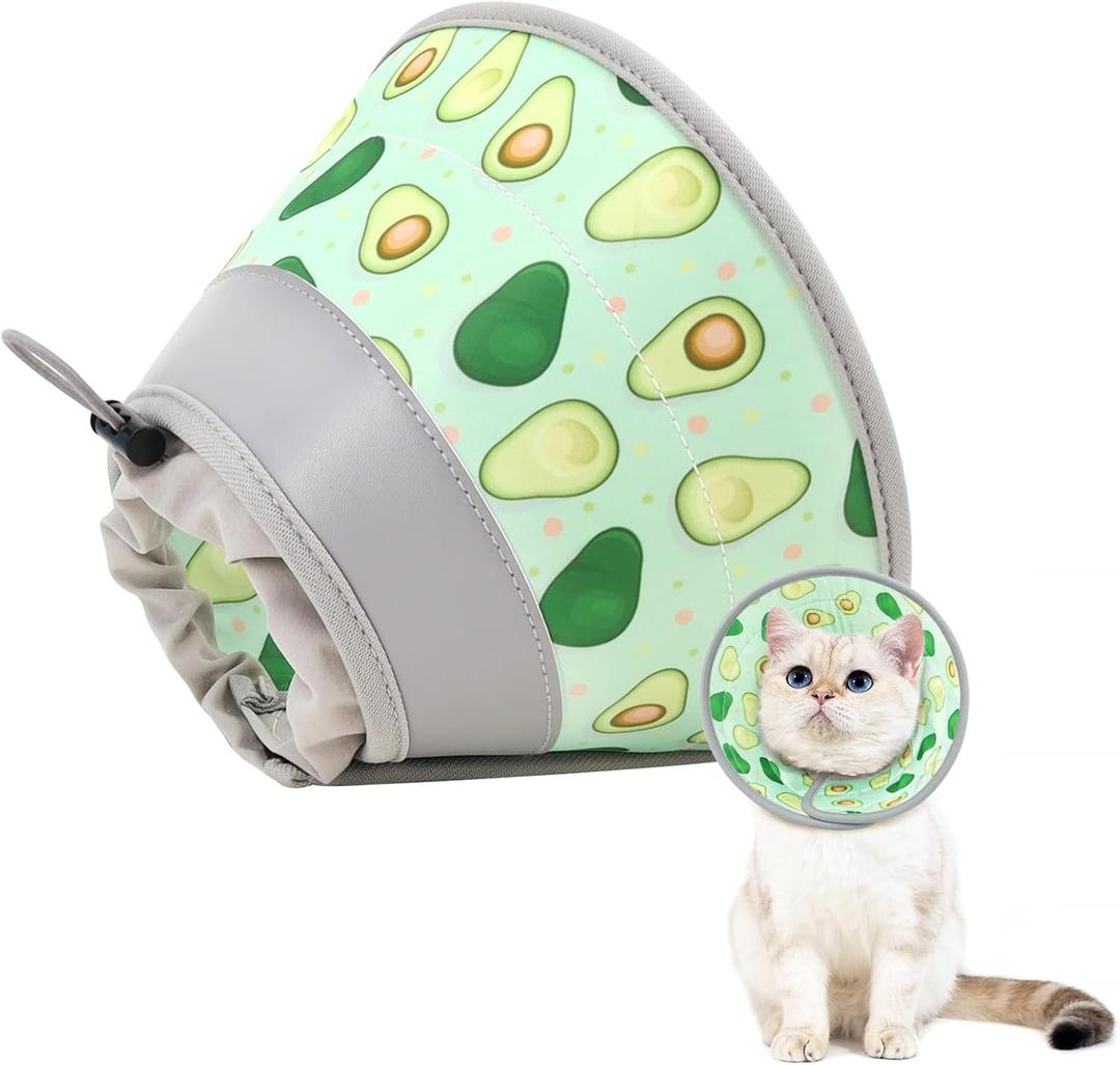 Cat Cone Collar Soft to Stop Licking, Adjustable, Foldable Lightweight Kitten Cones After Surgery Recovery for Cats & Kittens, Cat Cone Alternative (Avocado Green, S)