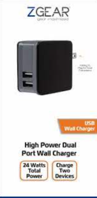 ZGear High Power Dual Port Wall Charger - Black, 1 ct - Pick 'n Save