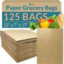 Reli. Paper Grocery Bags (125 Pcs Bulk) (12x7x17) 70 Lbs Basis, Extra Heavy Duty | Brown Paper Bag, Large Grocery Kraft Sacks -Takeout, Restaurant, Retail, Shopping