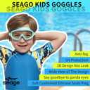 Seago Swim Goggles 2 Pack Anti-Fog Anti-UV Wide View Swimming Goggles for Kids 3-14 (Light Blue & Black/Green)