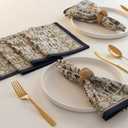 Hand Block Cloth Napkins Set Of 6  Elegant Cotton Napkins For Dinner, Weddings, Reusable Everyday Use  Decorative Floral Napkins Everyday For Kitchen & Home Decor (6, Procession Block, 20X20 Inches)