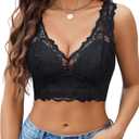 Avidlove Womens Lace Bralette Deep V Plunge Bra Wireless Longline Sexy Tank Tops Soft Crop Top Non Padded (XX-Large, Black)