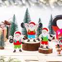Fitness Gym Christmas Ornaments Funny Decoration Santa Weight Lifting Workout Ornaments Wooden Barbell and Dumbbell Xmas Rustic Tiered Tray Standing Tabletop Decor for Gym Lovers Gifts
