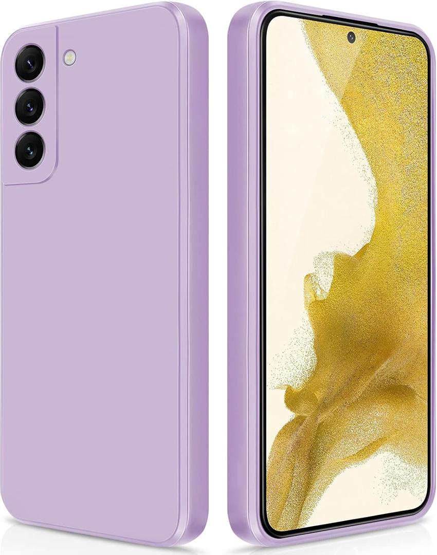 Silicone Case Compatible with Samsung Galaxy S22 Plus 5G, Full Body Silky Soft Touch Phone Case with Camera Protection, Shockproof Cover with Microfiber Lining, Purple