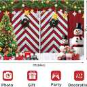 deFouliao Christmas Backdrop Winter Red Barn Door Xmas Tree Snowman Little Train Christmas Decor Gifts Photography Backgound for Family Holiday Party Photo Studio Props, 7x5ft