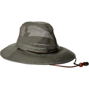 Dorfman Hat Co. Men's Garment Washed Twill Safari with UV Mesh (Large, Olive)