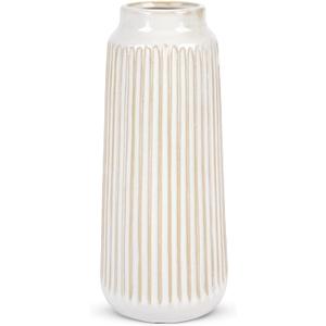 9 Inch White Ceramic Vase Decor, Flower Vase Modern, Boho Vases for Pampas Grass Home Decor, Decorative White Vases for Flowers Mantel, Living Room, Off-White