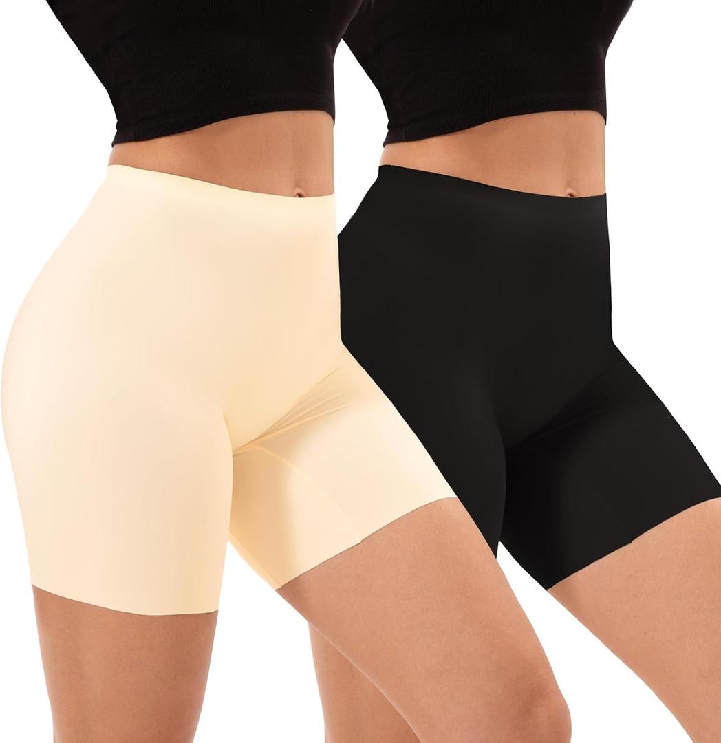 INNERSY Women's Seamless Slip Shorts for Under Dresses Anti Chafing Cooling Boy Shorts 2-Pack (XL)