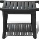 Bamboo Shower Stool Bench Waterproof with Storage Shelf for Shaving Legs or Spa Bath Seat in Bathroom & Inside Shower for Adults Seniors Elderly (24 x 13.4 x 18.5 inches+Black)